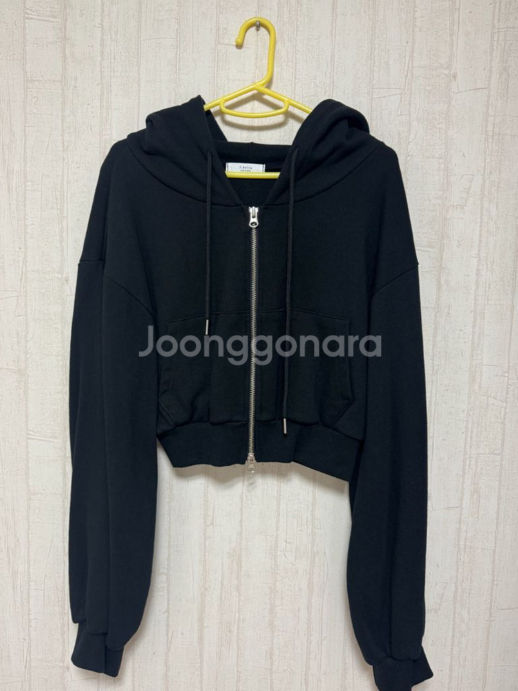 크롭 후드 집업--3