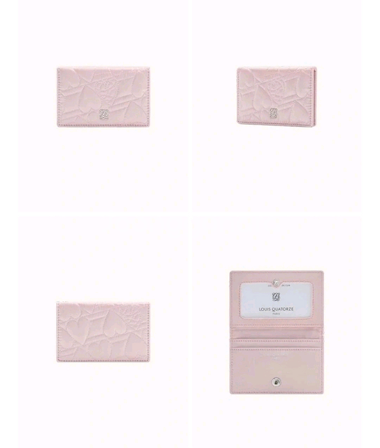 [선물포장0쇼핑백0]루이까또즈-여성 하트컬렉션 퀼팅 카드지갑 핑크--2