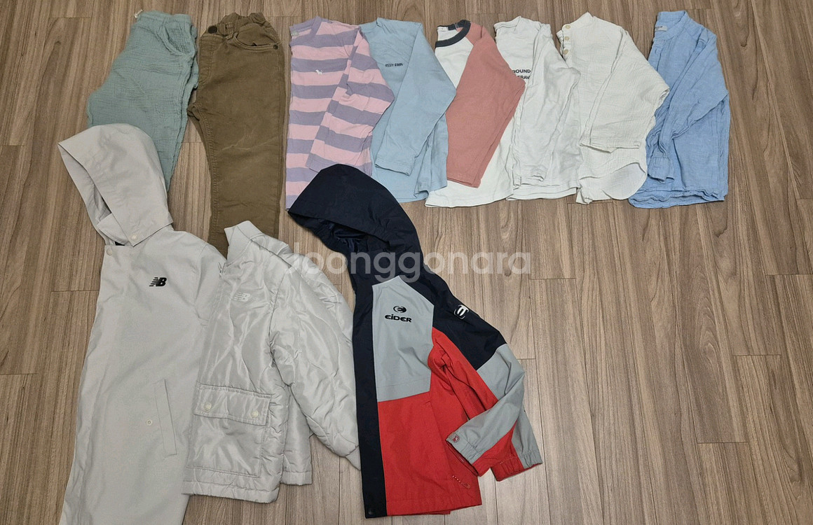 남아 120사이즈 (뉴발란스키즈 경량패딩&점퍼, 아이더키즈 바람막이, 블루독 티셔츠 외 일괄)--7