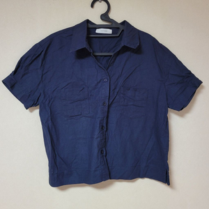 크롭 반팔셔츠 네이비 105