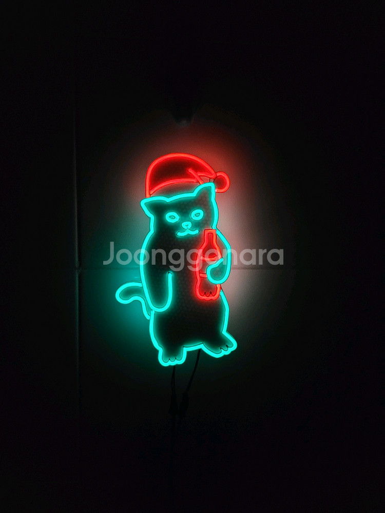 네온사인 고양이 산타 크리스마스--2