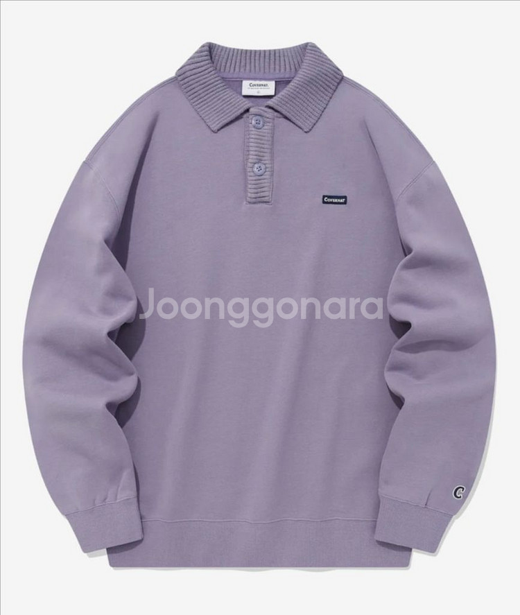 [새상품] 커버낫 니트 카라 맨투맨 라벤더 L--0