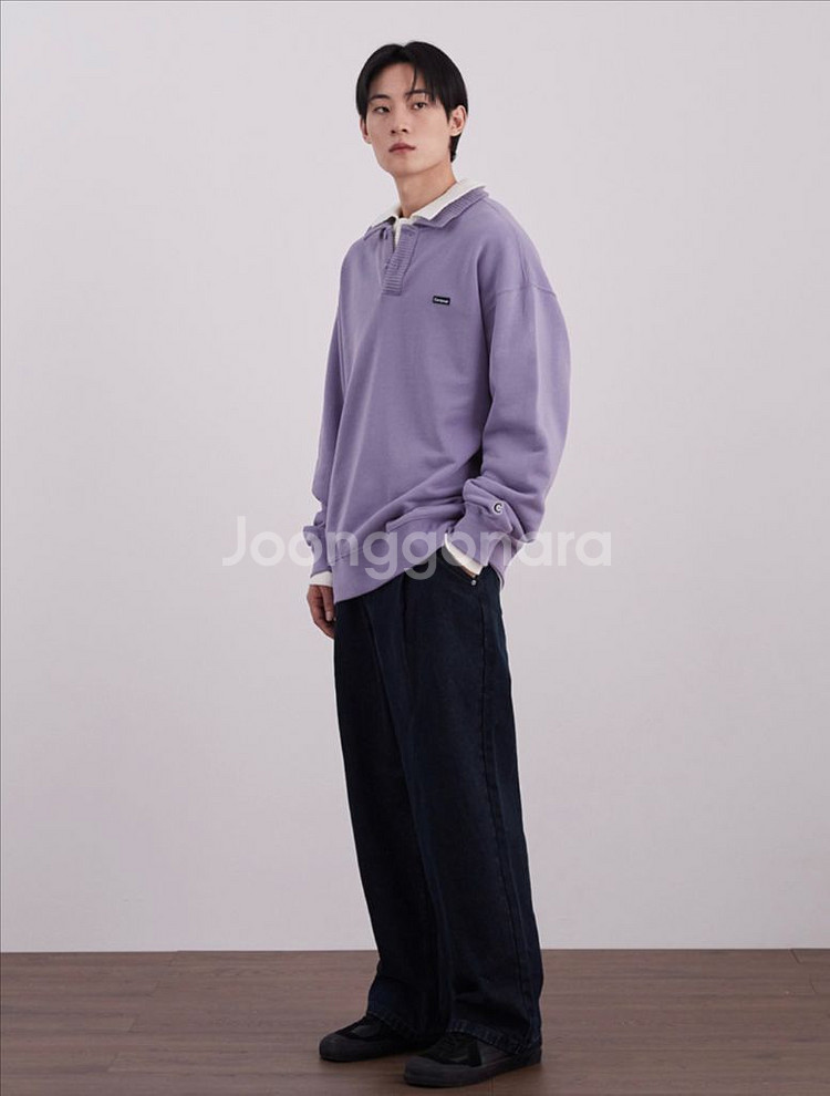 [새상품] 커버낫 니트 카라 맨투맨 라벤더 L--2