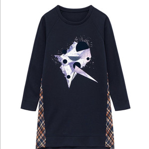 [새상품] 씨(SI) 라운드넥 배색 프린트 티셔츠 77