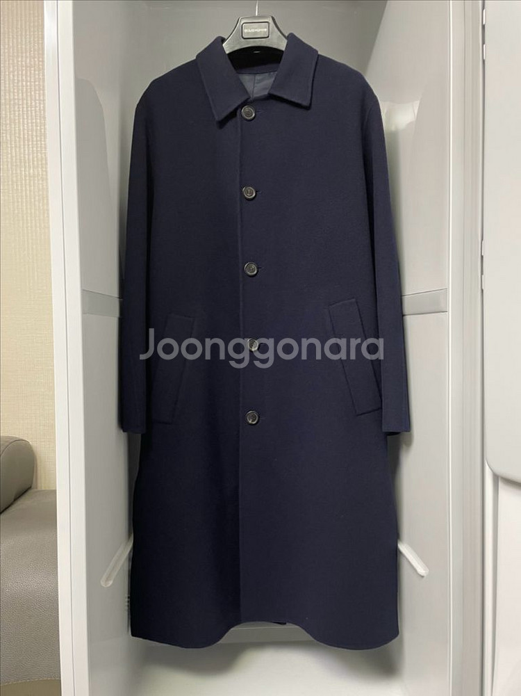 솔리드옴므 네이비 캐시미어 발마칸 핸드메이드 코트 46--0