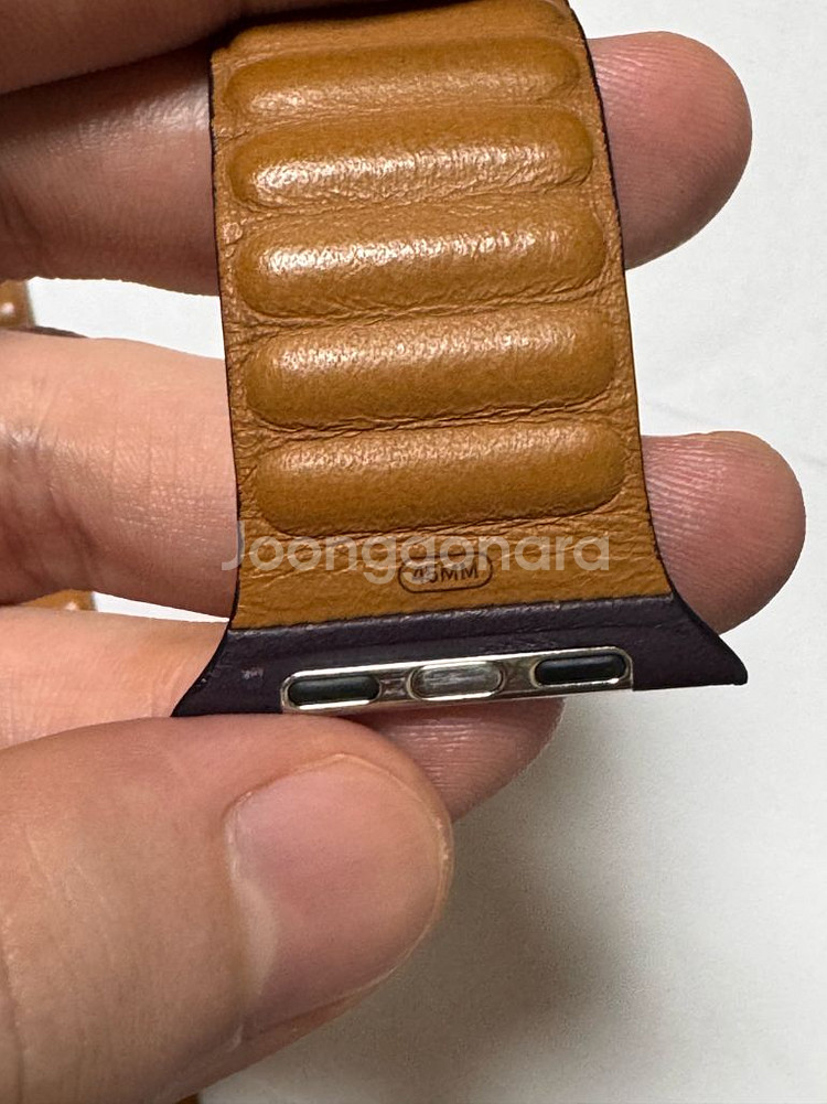 애플 정품 애플워치 스트랩 레더링크 45mm--7