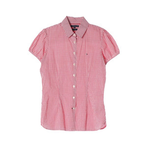 [S]타미힐피거 레드 잔체크 여성 반팔 셔츠