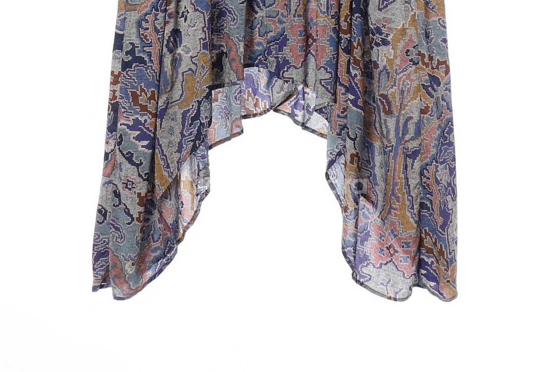 [L]자라 블루 모자이크 패턴 언발 긴팔 롱 원피스--3