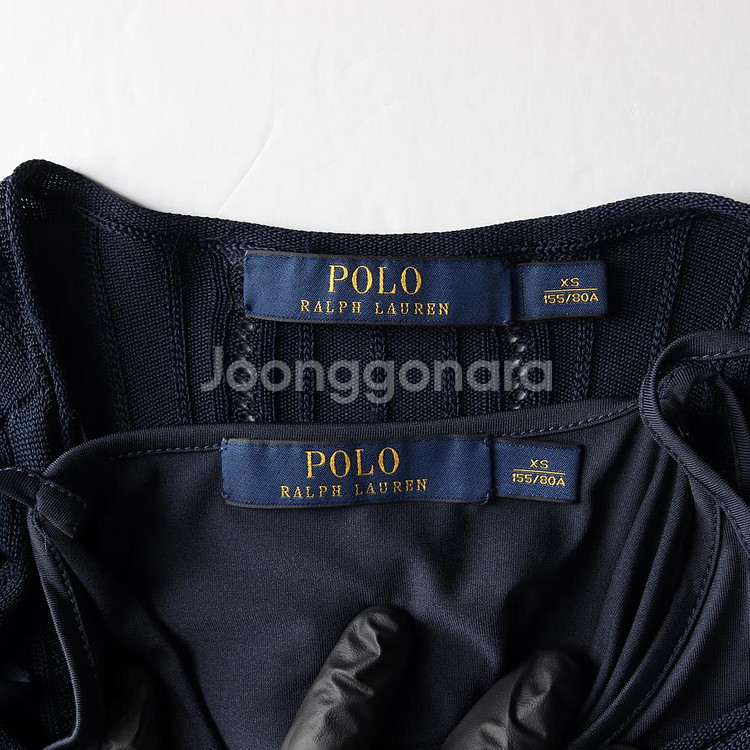 (정품)[XS]폴로 랄프 로렌 네이비 레이어드 롱 긴팔 니트원피스--5