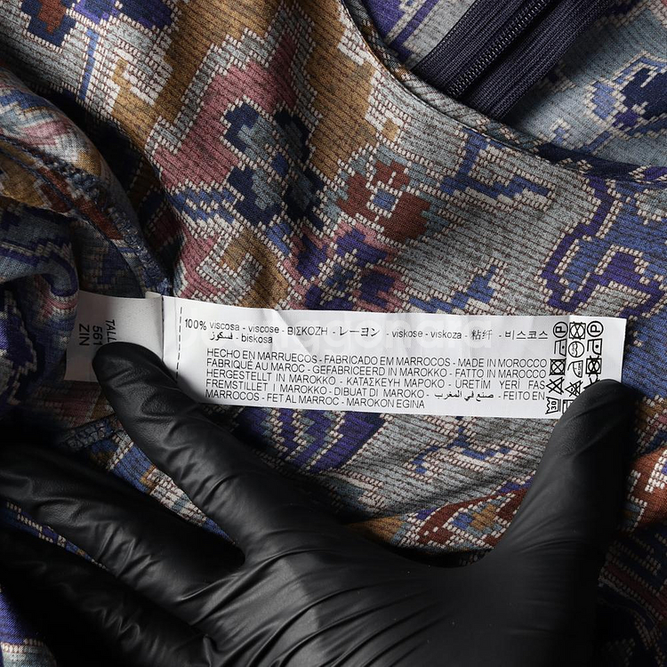 [L]자라 블루 모자이크 패턴 언발 긴팔 롱 원피스--6