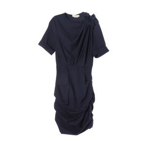 [S]이자벨마랑 네이비 셔링 드레이프 반팔 원피스 드레스