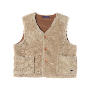 [XS]네이더스 베이지 플러피 플리스 브이넥 조끼 무스탕 베스트