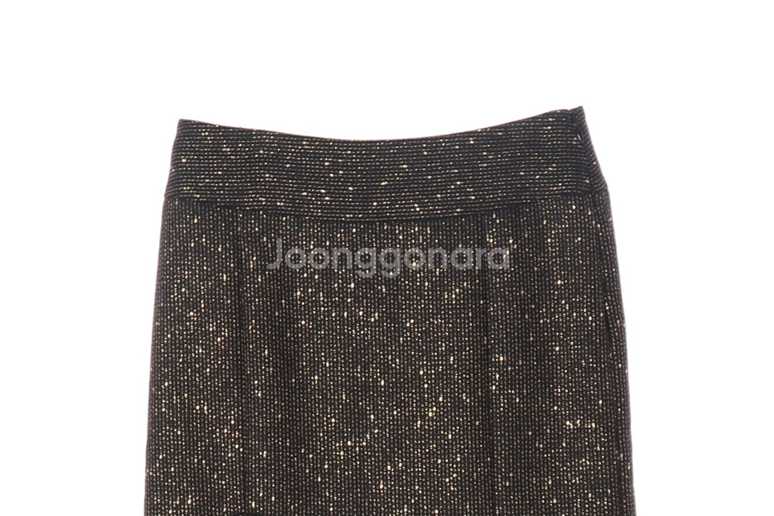 [XS]타임 울91% 블랙 골드 스트라이프 러플 트럼펫스커트 치마--1