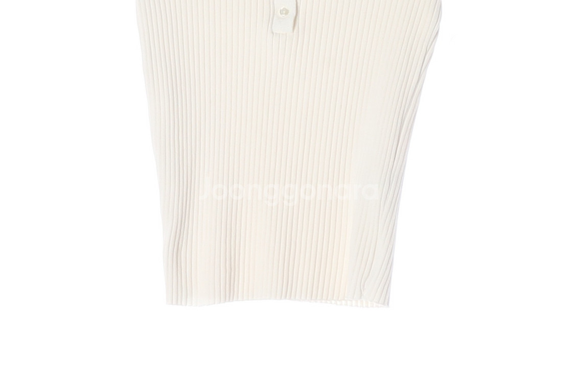 [S]자라 아이보리 골지 반팔 카라 니트 폴로 티셔츠--2