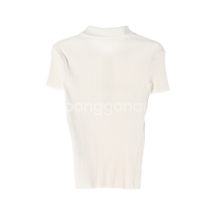 [S]자라 아이보리 골지 반팔 카라 니트 폴로 티셔츠--3