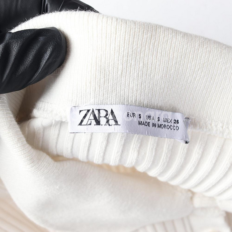 [S]자라 아이보리 골지 반팔 카라 니트 폴로 티셔츠--4