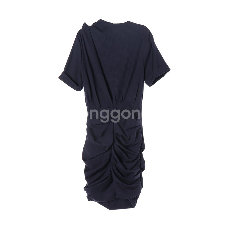 [S]이자벨마랑 네이비 셔링 드레이프 반팔 원피스 드레스--4