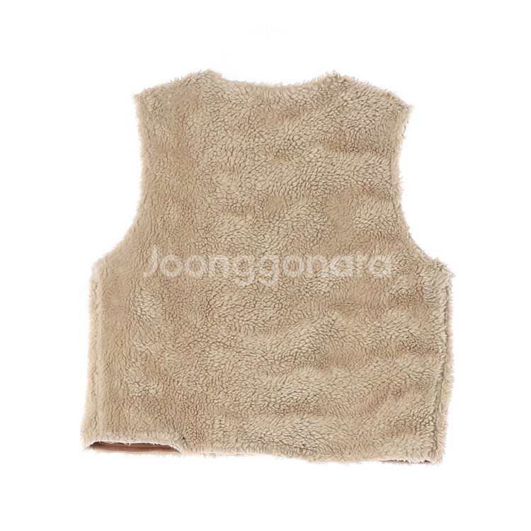 [XS]네이더스 베이지 플러피 플리스 브이넥 조끼 무스탕 베스트--4