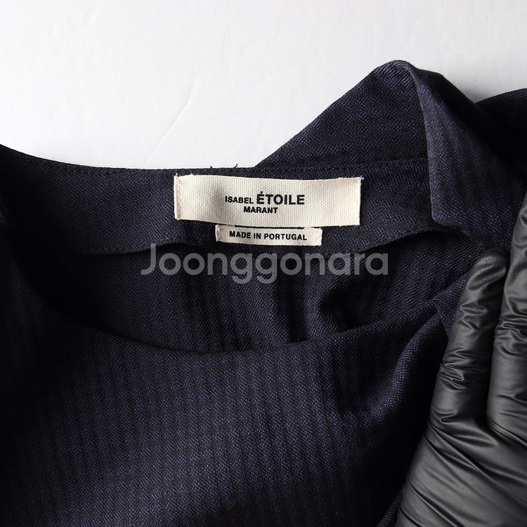 [S]이자벨마랑 네이비 셔링 드레이프 반팔 원피스 드레스--5