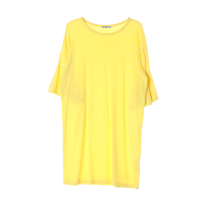 [S]자라 옐로우 오버핏 반팔 롱 티셔츠 코튼 원피스