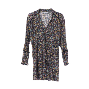 [XS]자라 블랙 멀티 플로럴 긴팔 미니 셔츠원피스