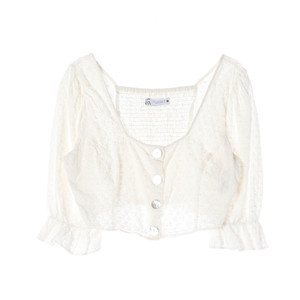 [M]자라 아이보리 레이스 아일렛 크롭 블라우스