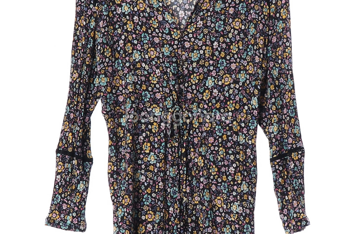 [XS]자라 블랙 멀티 플로럴 긴팔 미니 셔츠원피스--2