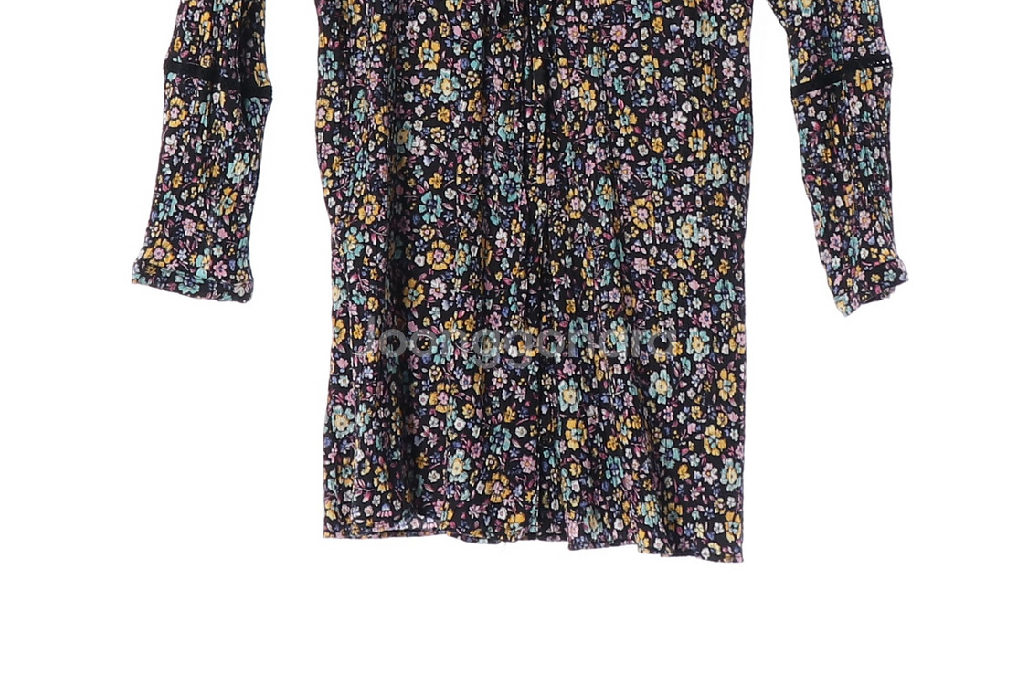 [XS]자라 블랙 멀티 플로럴 긴팔 미니 셔츠원피스--3