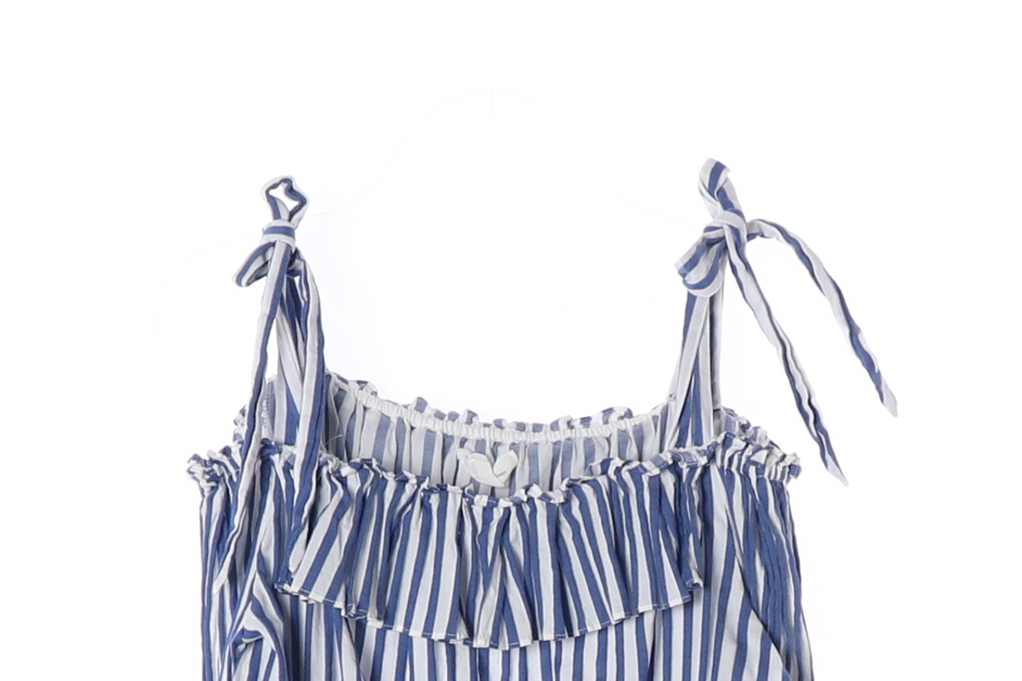 [M]질스튜어트 블루 스트라이프 리본 뷔스티에 오프숄더 블라우스--1