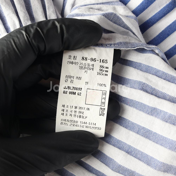 [M]질스튜어트 블루 스트라이프 리본 뷔스티에 오프숄더 블라우스--6