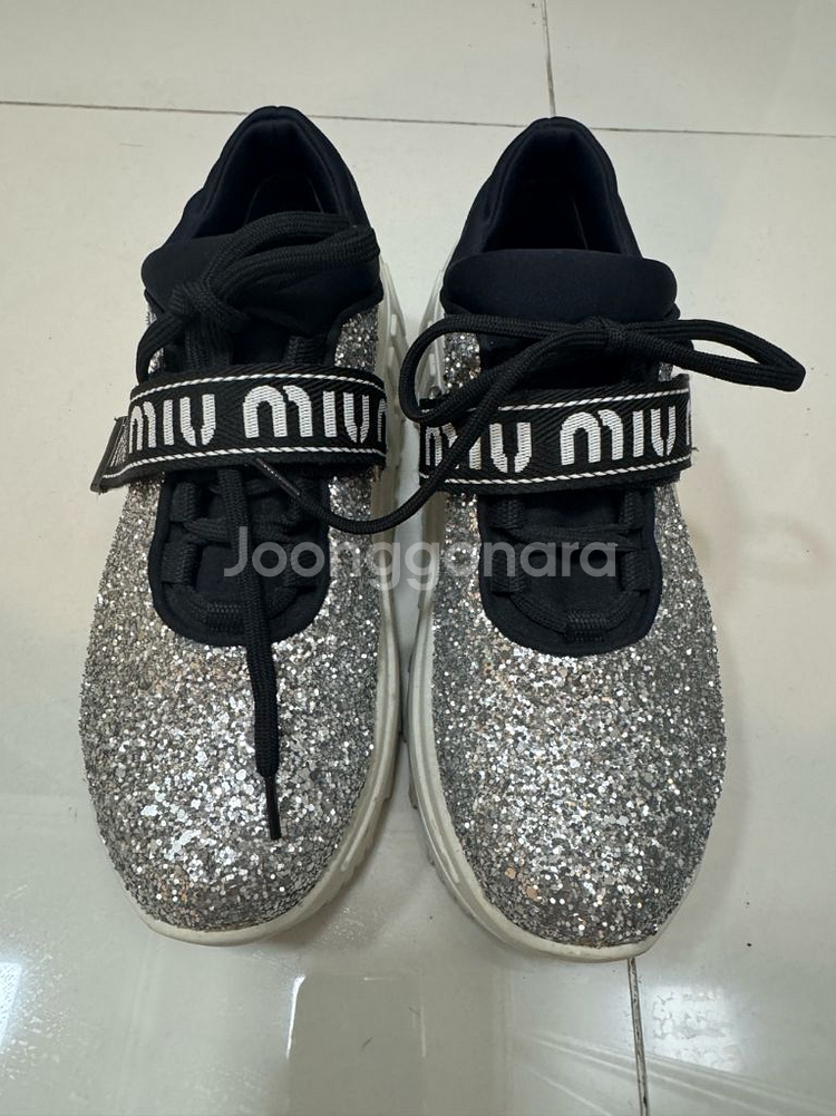 미우미우 크리스탈 플랫폼 스니커즈 1회착용--0