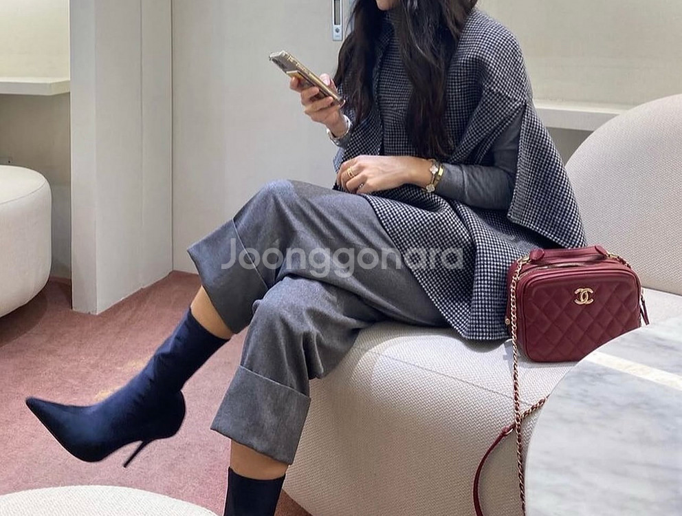 핸드메이드울 체크 케이프코트--3