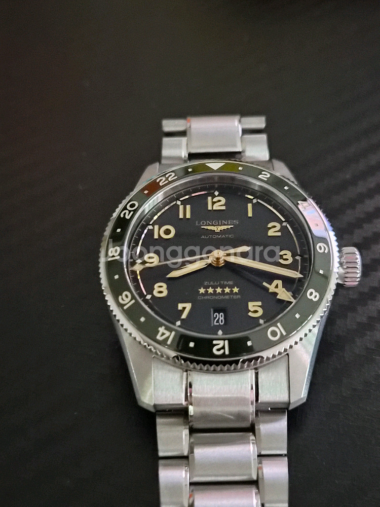 론진 스피릿 줄루타임 39mm GMT시계 그린 풀구성--2