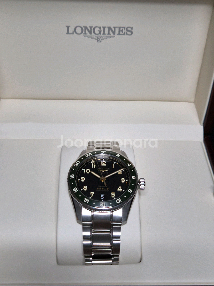 론진 스피릿 줄루타임 39mm GMT시계 그린 풀구성--0