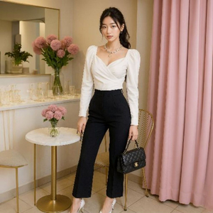 간절기 랩스타일 블라우스ㅡ무배