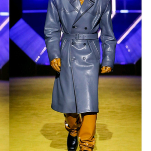 남성 가죽 롱 코트