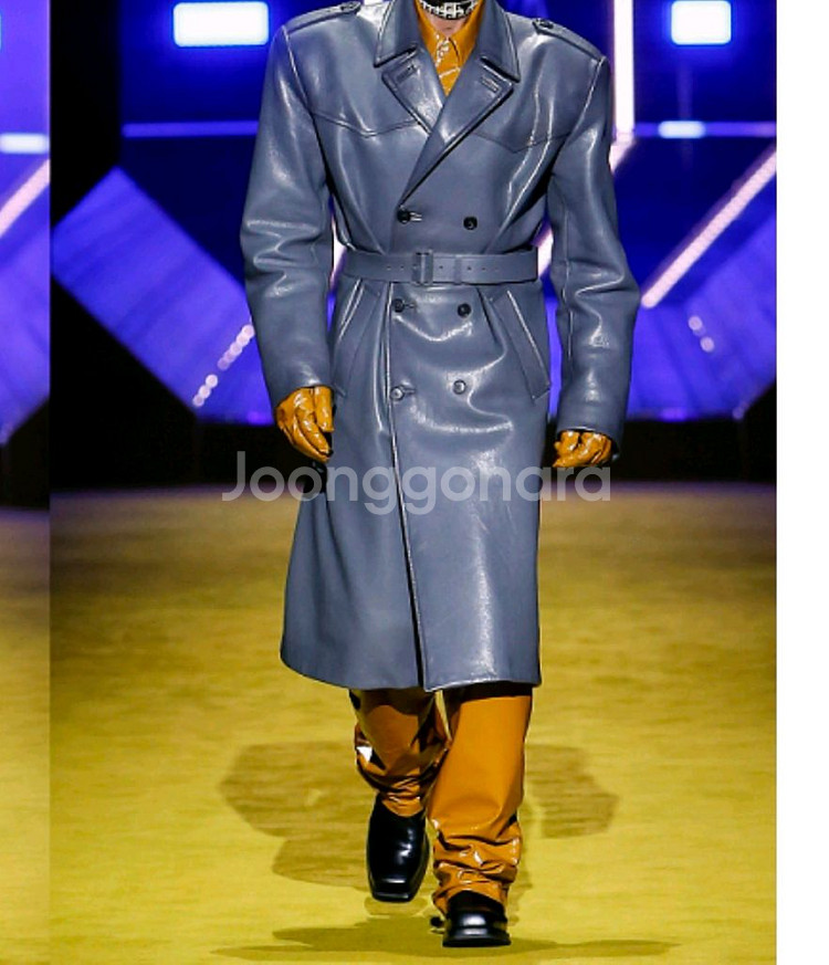 남성 가죽 롱 코트--7