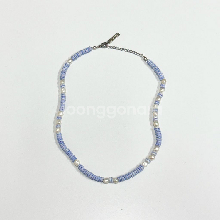 새제품 핸드메이드 자개 진주 네크리스--0