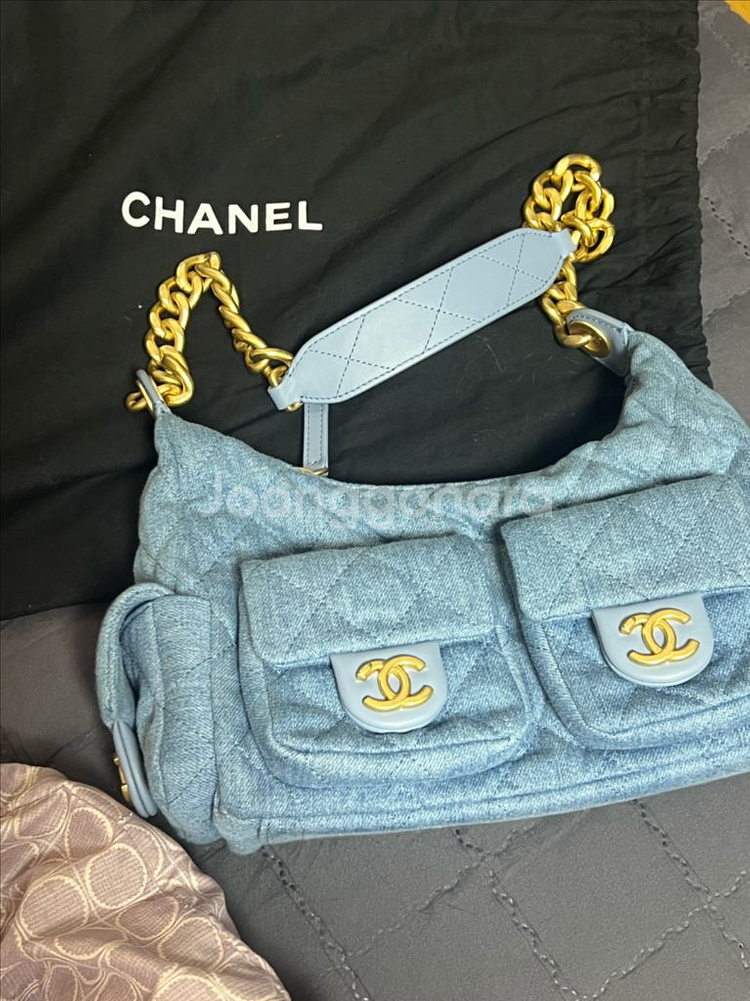 지존 샤넬 크루즈 데님 라지 호보백 블루 25 187--1