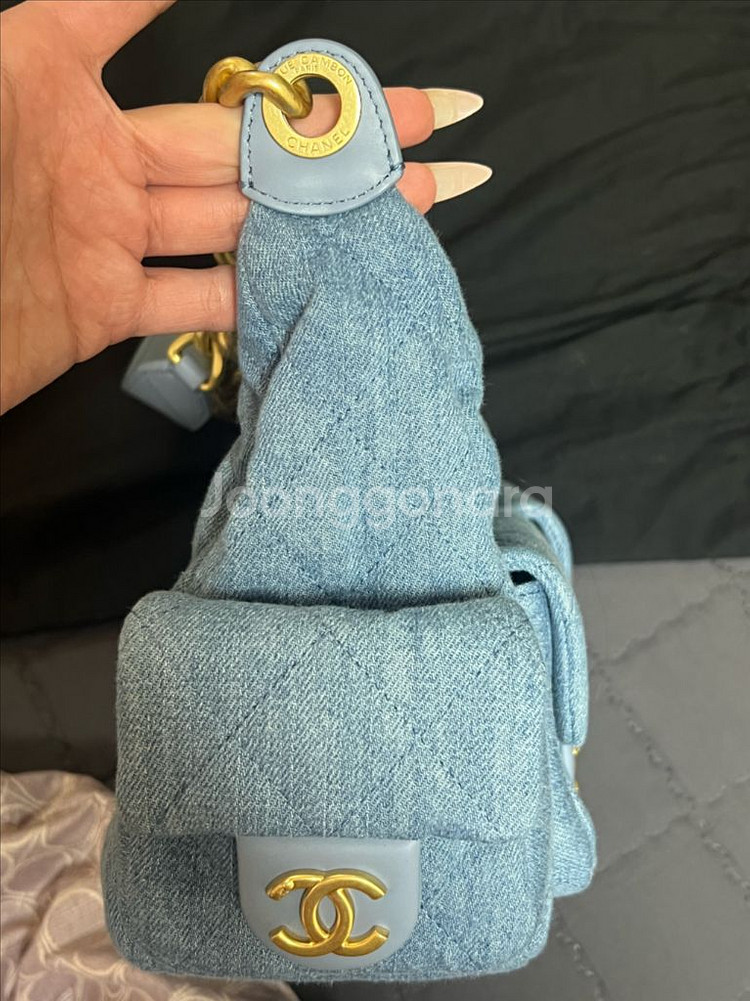 지존 샤넬 크루즈 데님 라지 호보백 블루 25 187--3