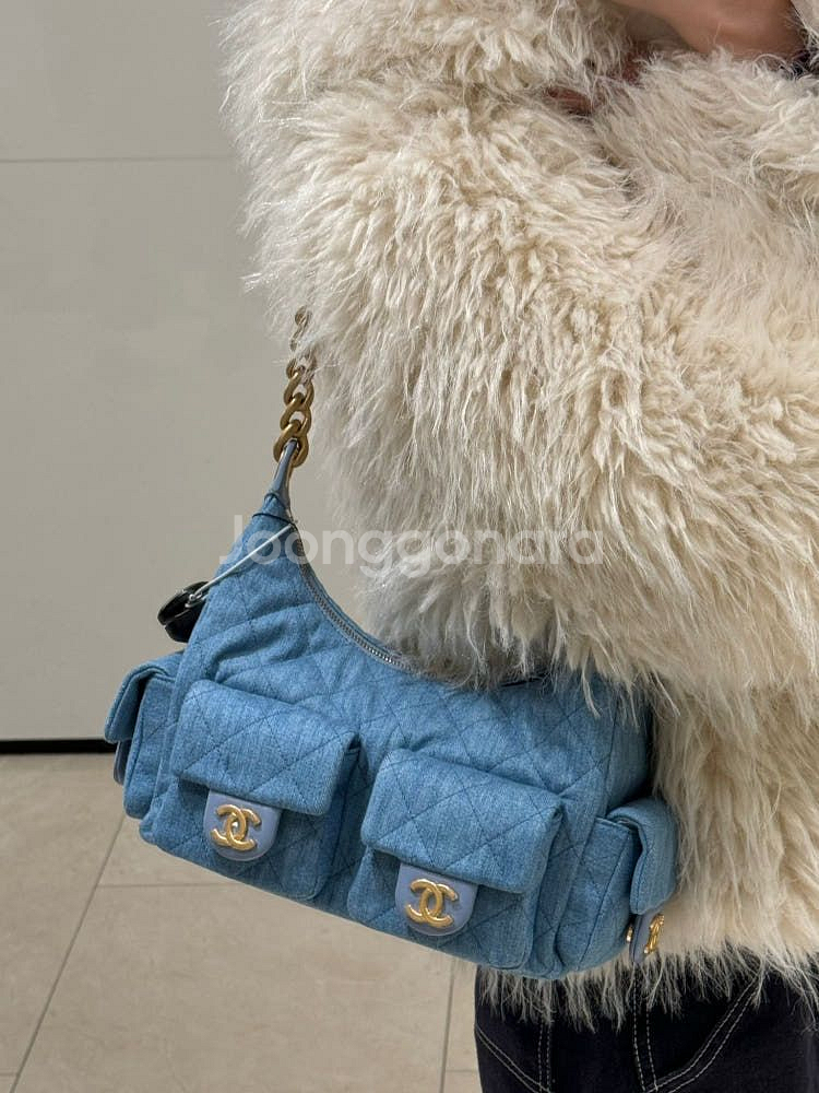 지존 샤넬 크루즈 데님 라지 호보백 블루 25 187--0