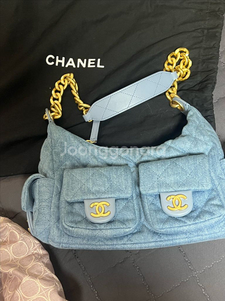 지존 샤넬 크루즈 데님 라지 호보백 블루 25 187--2