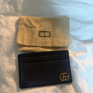 구찌 GG 마몬트 레더 카드지갑 블랙 금장