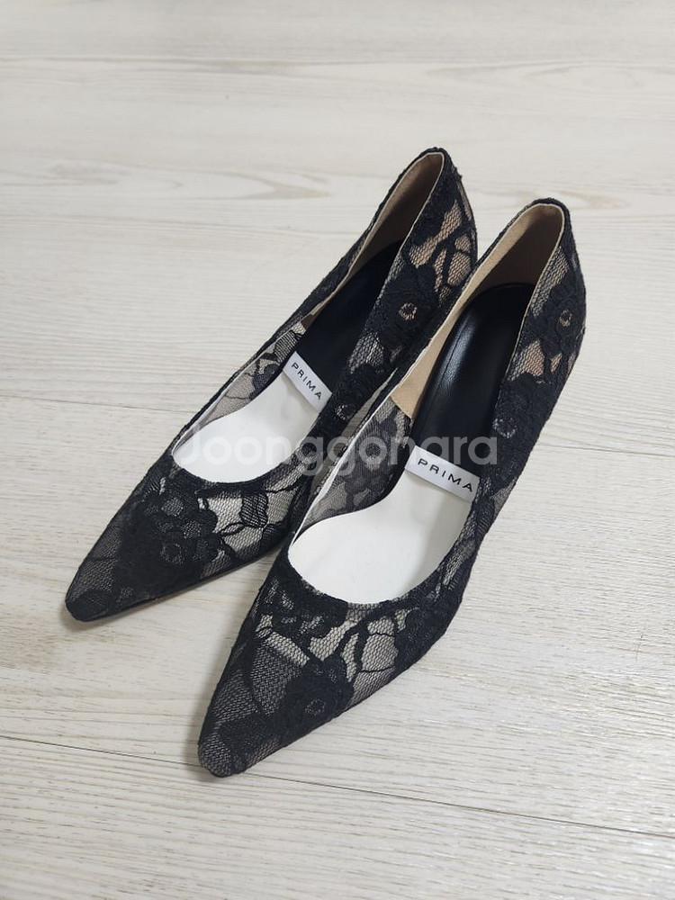 레이스 망사 블랙 펌프스 스텔레토 7cm / 240--0