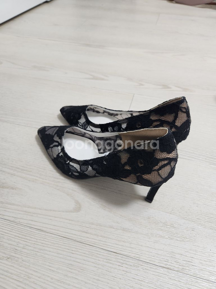 레이스 망사 블랙 펌프스 스텔레토 7cm / 240--3
