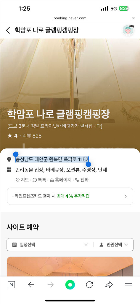 (조율가능)글램핑 캠핑장 숙박권--0