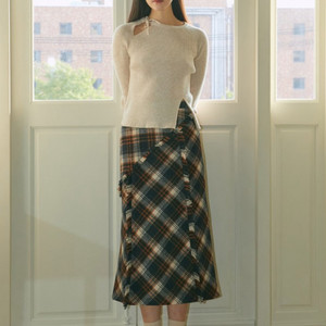 마가린핑거스 체크 프린지 롱 스커트 치마