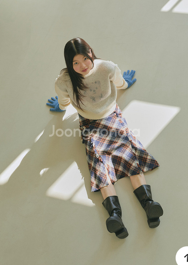 마가린핑거스 체크 프린지 롱 스커트 치마--3