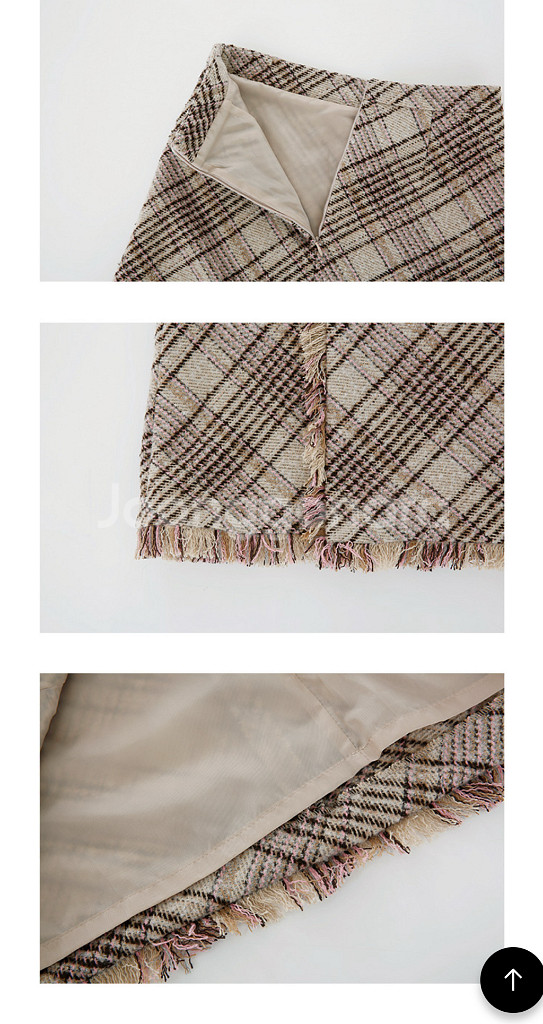 마가린핑거스 포켓 체크 롱 프린지 치마 스커트--4