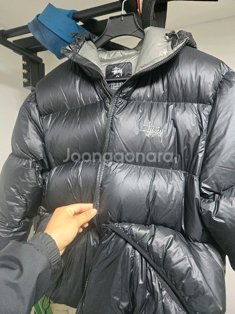 스투시 다운 파카 마이크로 립스탑 팬텀 블랙 L--1